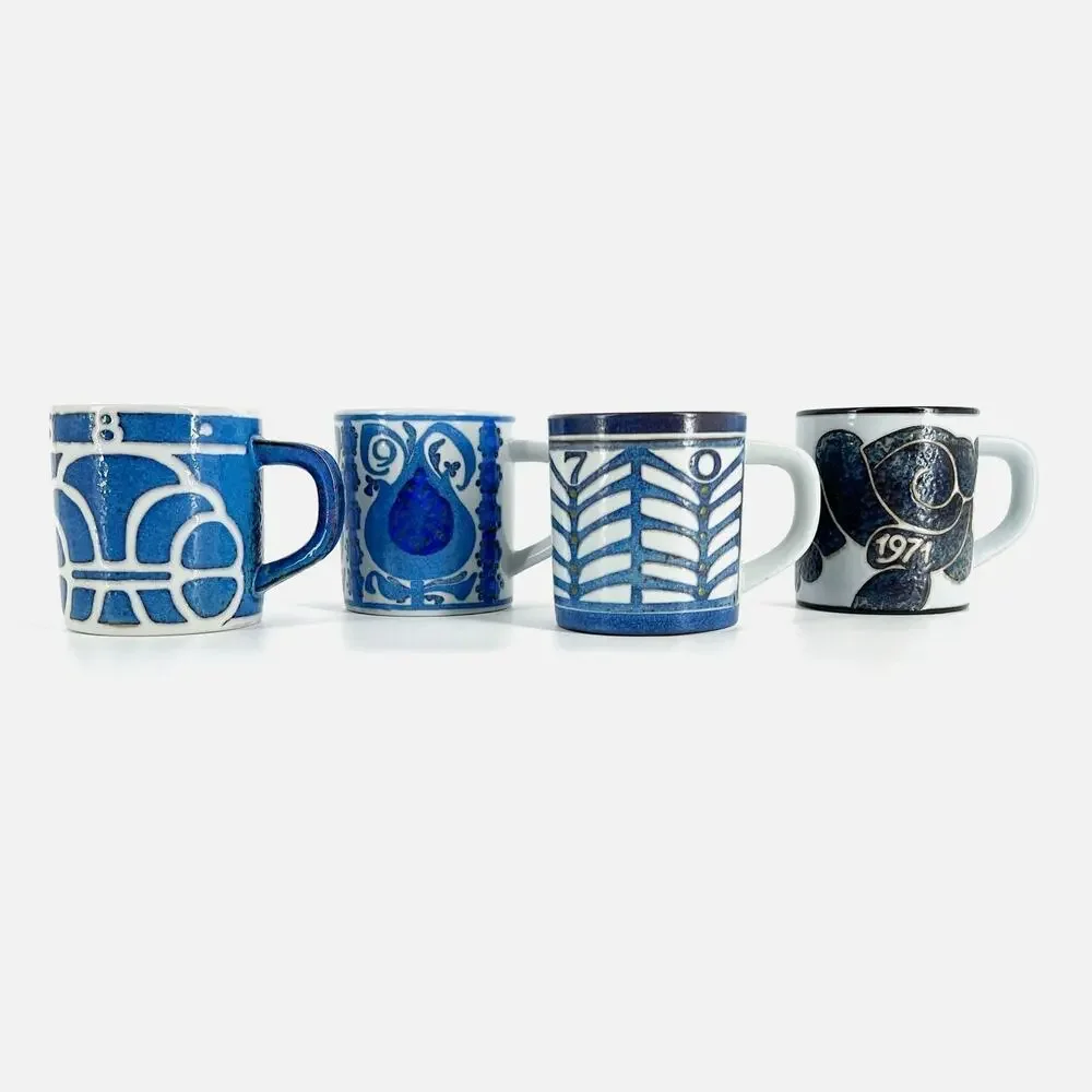 Royal Coppenhagen Annual Mug 1968 1969 1970 1971 set of 4 vintage 3 inch